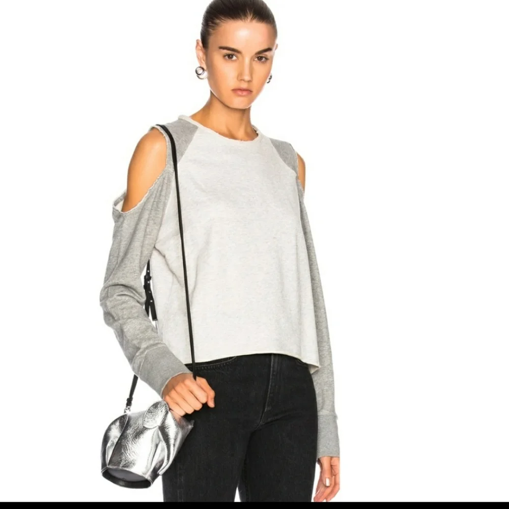 Rag & Bone sassy raw hem cold shoulder top - Picture 1 of 5